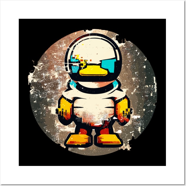 Street art retro pixe space astronaut duck Wall Art by TomFrontierArt